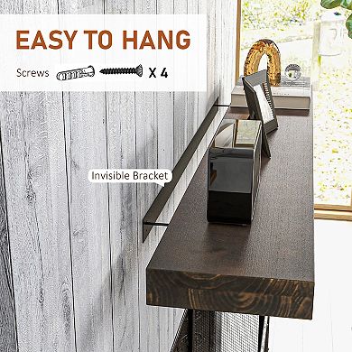 48" Fireplace Mantel, Pine Wood Floating Shelf, Wall Mounted, Walnut