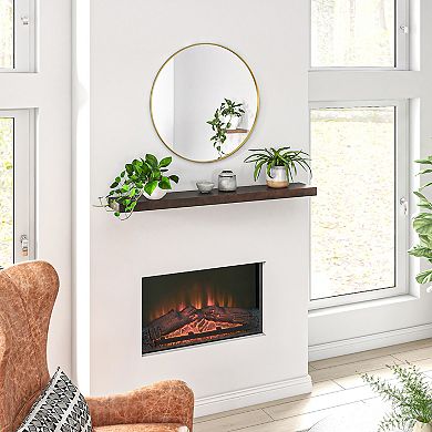 48" Fireplace Mantel, Pine Wood Floating Shelf, Wall Mounted, Walnut