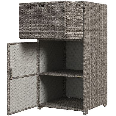 Outsunny Outdoor Towel Rack For Pool W/ Drawer & Cabinet