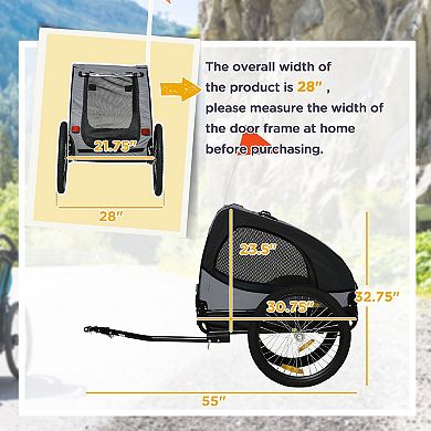Aosom Dog Bike Trailer with Quick Release Wheels for Medium Dogs,