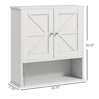 Kleankin Farmhouse Bathroom Wall Cabinet, Medicine Cabinet With Open Shelf