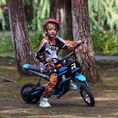 Aosom 24v 350w Electric Dirt Bike Up To 15 Mph W/ Twist Grip Throttle Blue