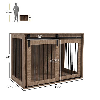 Dog Crate Furniture For Large Sized Dog, 39" X 23" X 24", Brown