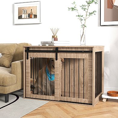 Dog Crate Furniture For Large Sized Dog, 39" X 23" X 24", Brown