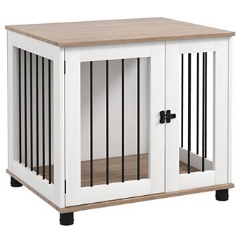 Pawhut Dog Crate Furniture Side End Table W/ Door, For Small Medium Dogs