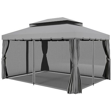 Outsunny 10ft x 13ft Patio Gazebo with Aluminum Frame for Outdoor