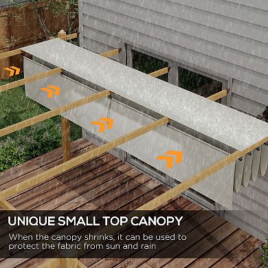 Outsunny 10'x13' Retractable Pergola with Wood Grain Aluminum Frame, Cream