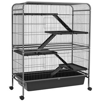 Pawhut 53.5"h Small Animal Cage 5-level Metal Ferret Cage For Bunny
