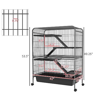 Pawhut 53.5"h Small Animal Cage 5-level Metal Ferret Cage For Bunny
