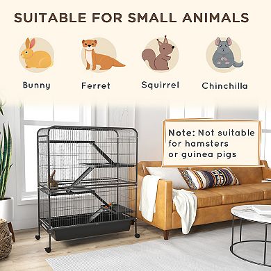 Pawhut 53.5"h Small Animal Cage 5-level Metal Ferret Cage For Bunny