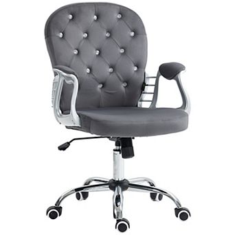 Vinsetto Button Tufted Home Office Chair with Adjustable Height Armrests
