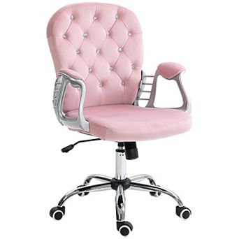 Vanity Office Chair Tufted Backrest Swivel Rolling With Height Adjustable