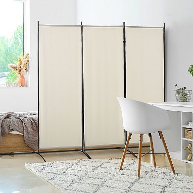 Homcom 6' 3 Panel Room Divider, Indoor Privacy Screen For Home, Beige