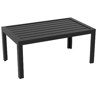 Outsunny Outdoor Table, Rectangle Side Table with Steel Frame