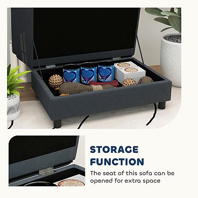 PawHut Luxury Small Dog Bed Couch W/ Storage, Little Dog Sofa