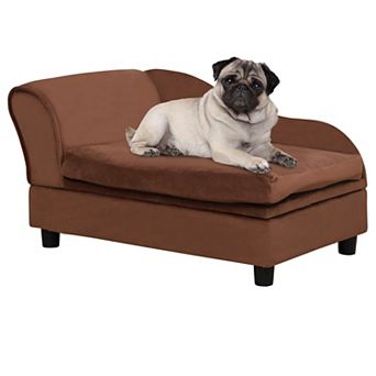 Pawhut Luxury Small Dog Bed Couch W/ Storage, Little Dog Sofa