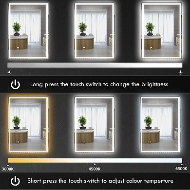 Homcom Dimmable Bathroom Mirror With Led Lights, 3 Colors & Memory Function