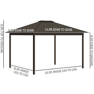 Outsunny 10ft x 12' Hardtop Gazebo with Curtains and Netting