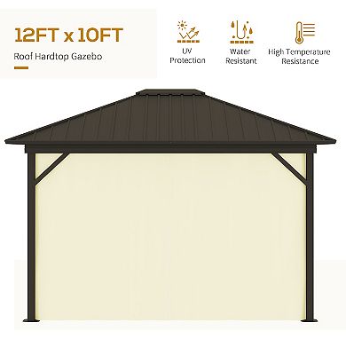 Outsunny 10ft x 12' Hardtop Gazebo with Curtains and Netting