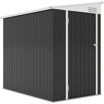 Outsunny 4ft x 6' Storage Shed, Galvanized, Locking