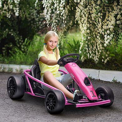 Aosom 24v 8.1 Mph Electric Go Kart With Music, Horn, Slow Start