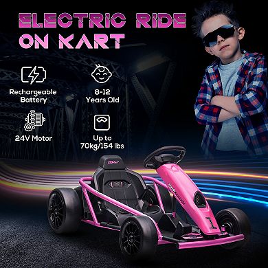 Aosom 24V 8.1 MPH Electric Go Kart with Music, Horn, Slow Start