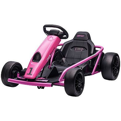 Aosom 24v 8.1 Mph Electric Go Kart With Music, Horn, Slow Start