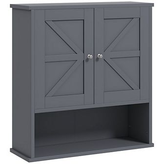 Kleankin Farmhouse Bathroom Wall Cabinet, Medicine Cabinet With Open Shelf