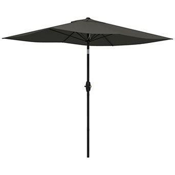 6.5' X 10' Rectangular Market Umbrella For Patio Outdoor Table W/ Crank, Gray