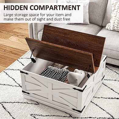 Homcom Coffee Table With Flip Top Hidden Storage, Square Center Table