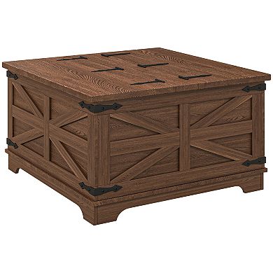 Homcom Coffee Table With Flip Top Hidden Storage, Square Center Table