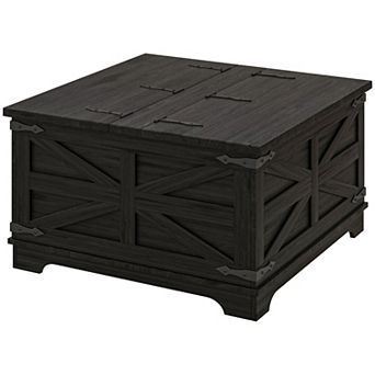Homcom Coffee Table With Flip Top Hidden Storage, Square Center Table