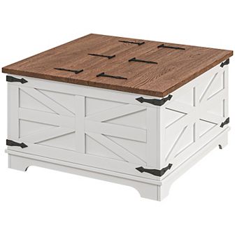 Homcom Coffee Table With Flip Top Hidden Storage, Square Center Table