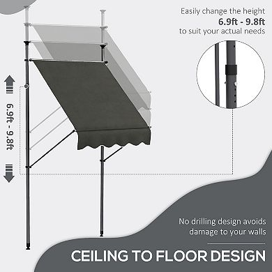 Outsunny 5ft x 4' Retractable Awning, Non-Screw
