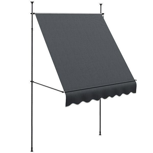 Outsunny Freestanding Retractable Awning, Non-screw - Gray (7X4)
