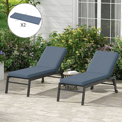Outsunny 2 Patio Chaise Lounge Chair Cushions with Backrests Mathis Home