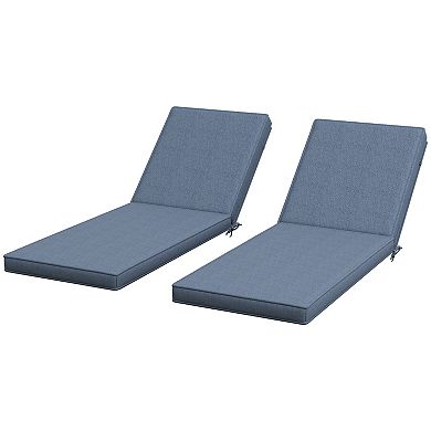 Outdoor 2 Chaise Lounge Chair Cushions With Backrests & Straps