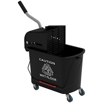 Homcom Mop Bucket With Wringer On Wheels For Floor Cleaning 21-qt