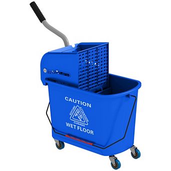 Homcom Mop Bucket With Wringer On Wheels For Floor Cleaning 21-qt