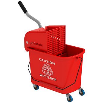 Homcom Mop Bucket With Wringer On Wheels For Floor Cleaning 21-qt