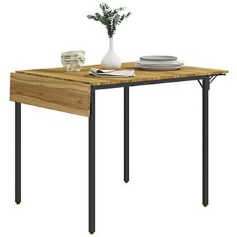 Homcom Industrial Folding Dining Table, Drop Leaf Table