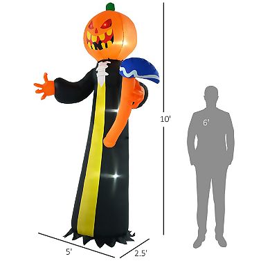 Outsunny 10ft Inflatable Halloween Pumpkin Head Ghost Outdoor Led Display
