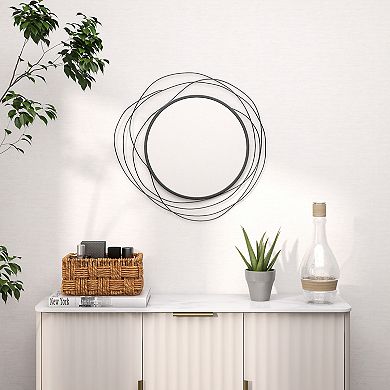 Homcom Metal Wall Art 25.6" In Round Wall Mirror