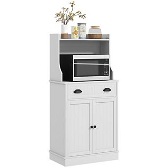 Homcom Microwave Cabinet With Drawer Cabinet And Adjustable Shelf