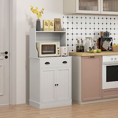 Homcom Microwave Cabinet With Drawer Cabinet And Adjustable Shelf