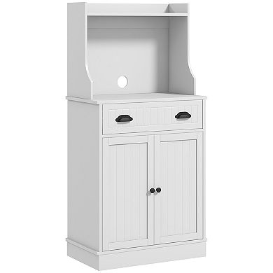 Homcom Microwave Cabinet With Drawer Cabinet And Adjustable Shelf