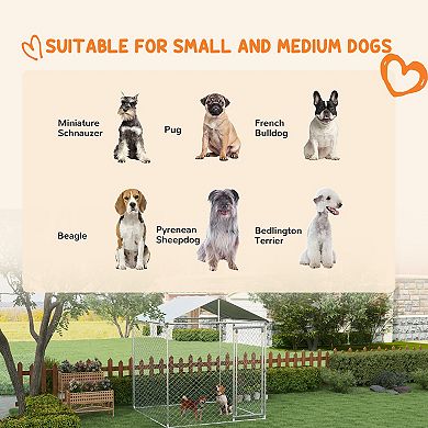 PawHut 6.6ft x 6.6ft x 7.8ft Dog Kennel Outdoor with Waterproof Roof