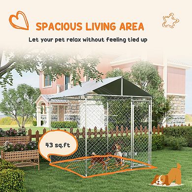 PawHut 6.6ft x 6.6ft x 7.8ft Dog Kennel Outdoor with Waterproof Roof