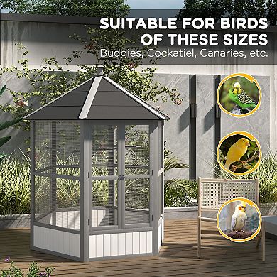 PawHut 69inch Large Wooden Hexagonal with Covered Roof