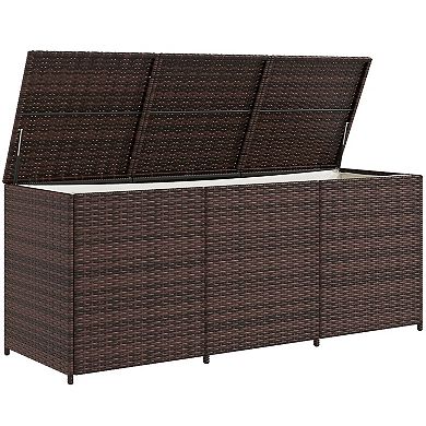 Outsunny Storage Box W/ Pneumatic Bar Lift, Inner Liner, Mixed Brown